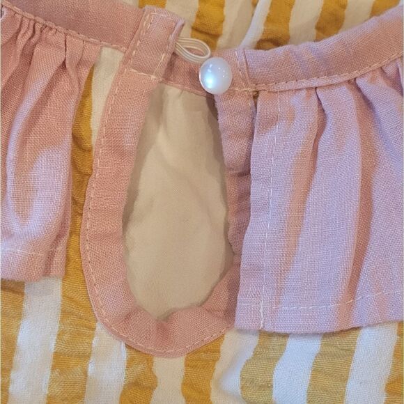 Sadie Then Ty Yellow White Stripe Pink Linen Collar Short Sleeve Dress 4/5 Years - Picture 7 of 8